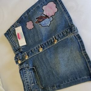 Denim Mini Jean Skirt Button Front Sz 10